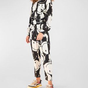 NWT Farm Rio Black and White Smiley Jumpsuit L
